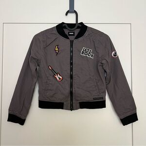 Hudson Boys Bomber Style Jacket Sz 7 Let’s Rock Punk Rocker Patches Rockstar